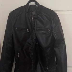 Faux Leather Racer Bomber Motorcycle Jacket